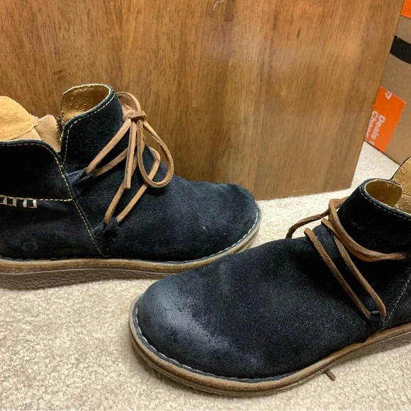 Born Black Suede Ankle Boots with Brown Laces - Picture 9 of 10